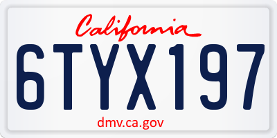 CA license plate 6TYX197