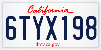 CA license plate 6TYX198