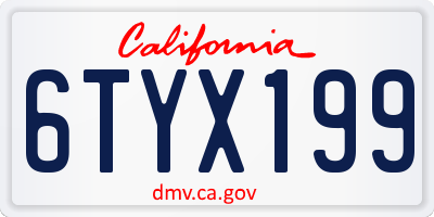 CA license plate 6TYX199