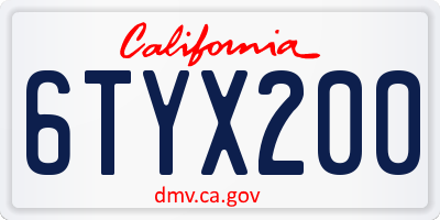 CA license plate 6TYX200