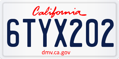 CA license plate 6TYX202