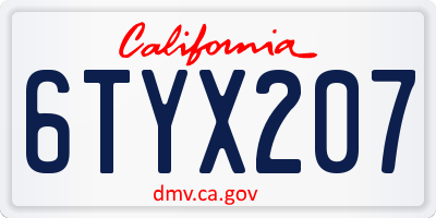CA license plate 6TYX207