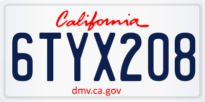 CA license plate 6TYX208