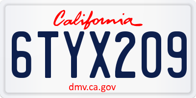 CA license plate 6TYX209