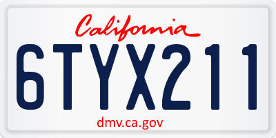 CA license plate 6TYX211
