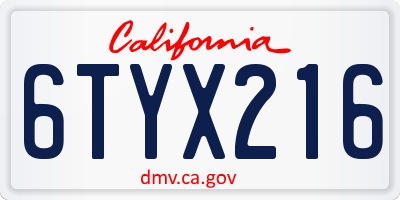 CA license plate 6TYX216
