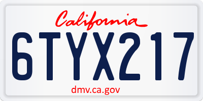 CA license plate 6TYX217
