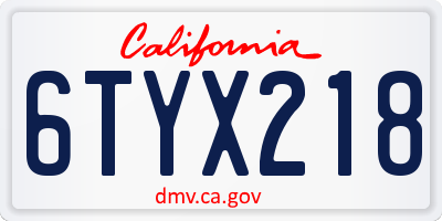CA license plate 6TYX218