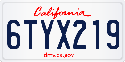 CA license plate 6TYX219