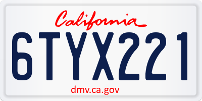 CA license plate 6TYX221