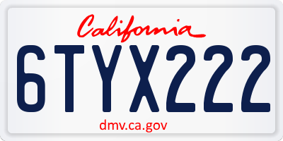 CA license plate 6TYX222