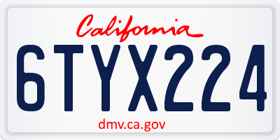 CA license plate 6TYX224
