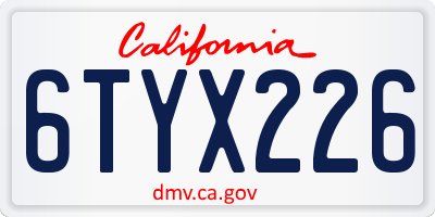 CA license plate 6TYX226