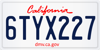 CA license plate 6TYX227