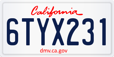 CA license plate 6TYX231