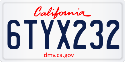 CA license plate 6TYX232