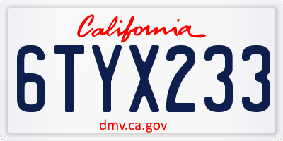 CA license plate 6TYX233