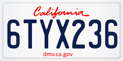 CA license plate 6TYX236