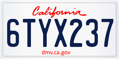 CA license plate 6TYX237