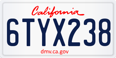 CA license plate 6TYX238
