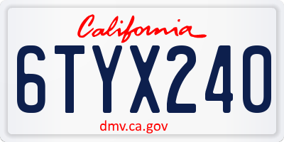 CA license plate 6TYX240