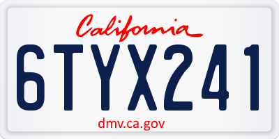 CA license plate 6TYX241