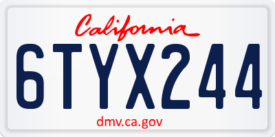 CA license plate 6TYX244