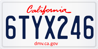 CA license plate 6TYX246