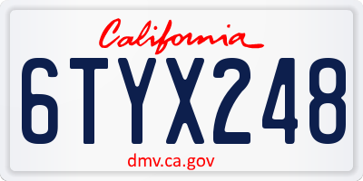 CA license plate 6TYX248