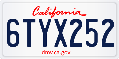 CA license plate 6TYX252