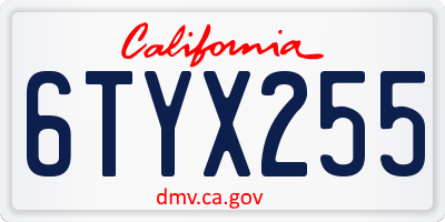 CA license plate 6TYX255