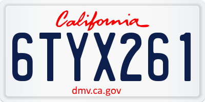 CA license plate 6TYX261