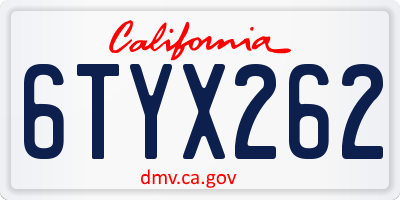 CA license plate 6TYX262
