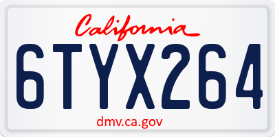 CA license plate 6TYX264
