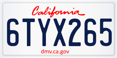 CA license plate 6TYX265