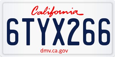 CA license plate 6TYX266