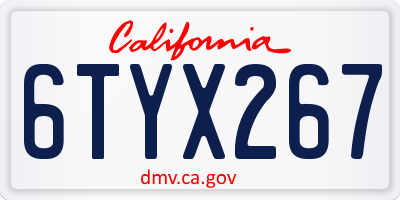 CA license plate 6TYX267