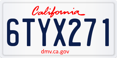 CA license plate 6TYX271
