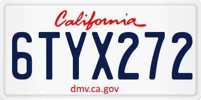 CA license plate 6TYX272