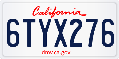 CA license plate 6TYX276