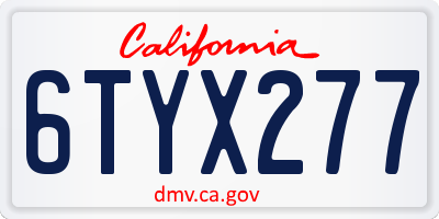 CA license plate 6TYX277
