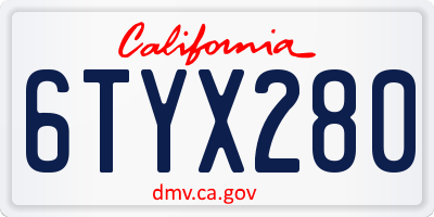 CA license plate 6TYX280