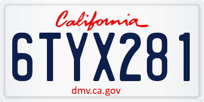 CA license plate 6TYX281