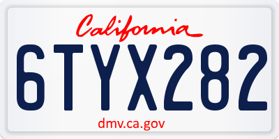 CA license plate 6TYX282