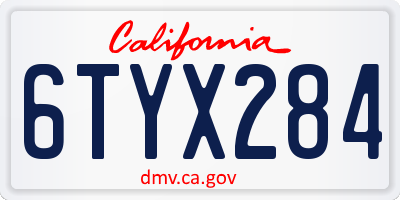 CA license plate 6TYX284