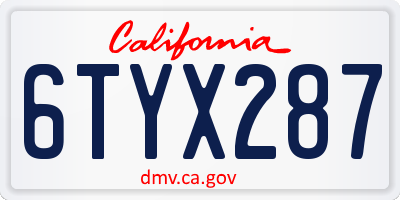 CA license plate 6TYX287