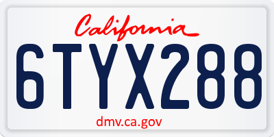 CA license plate 6TYX288