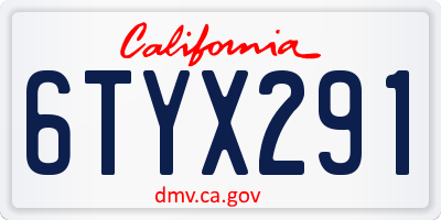 CA license plate 6TYX291