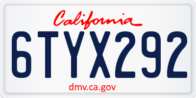 CA license plate 6TYX292