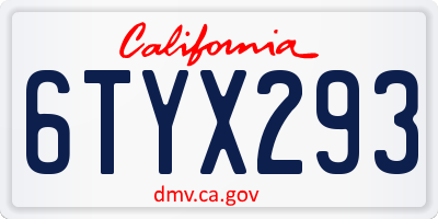 CA license plate 6TYX293